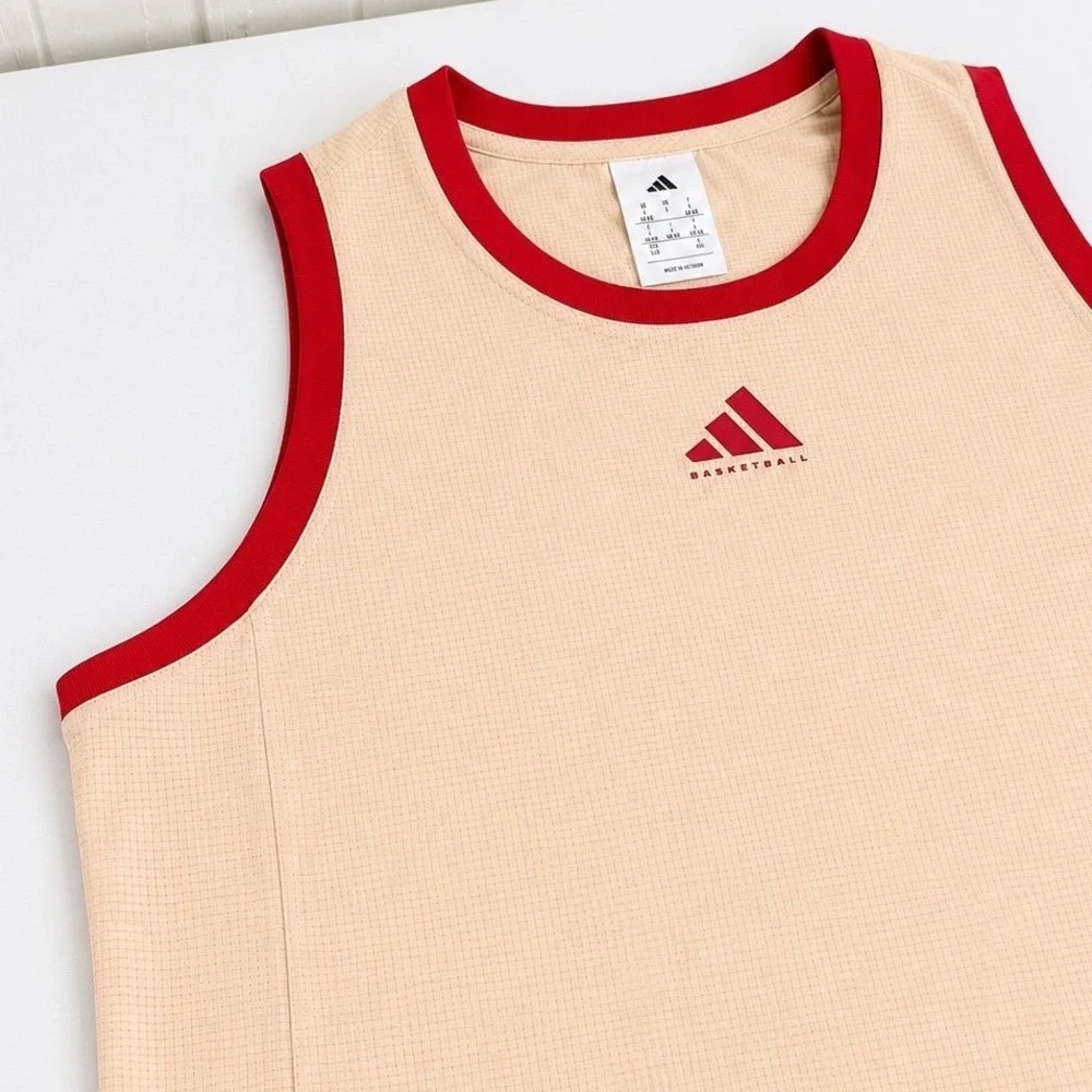 Adidas Basketball Tank Top Tan Red ClimaCool Ripstop Jersey AG6161 Mens Large